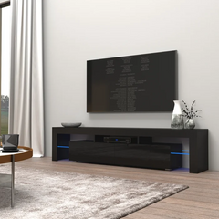 Black/Black Casey-May TV Stand for TVs up to 88" with 16-Color LED Lights