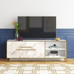Caspian TV Stand for TVs up to 70" White Engineered Wood Frame