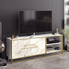 Caspian TV Stand for TVs up to 70" White Engineered Wood Frame
