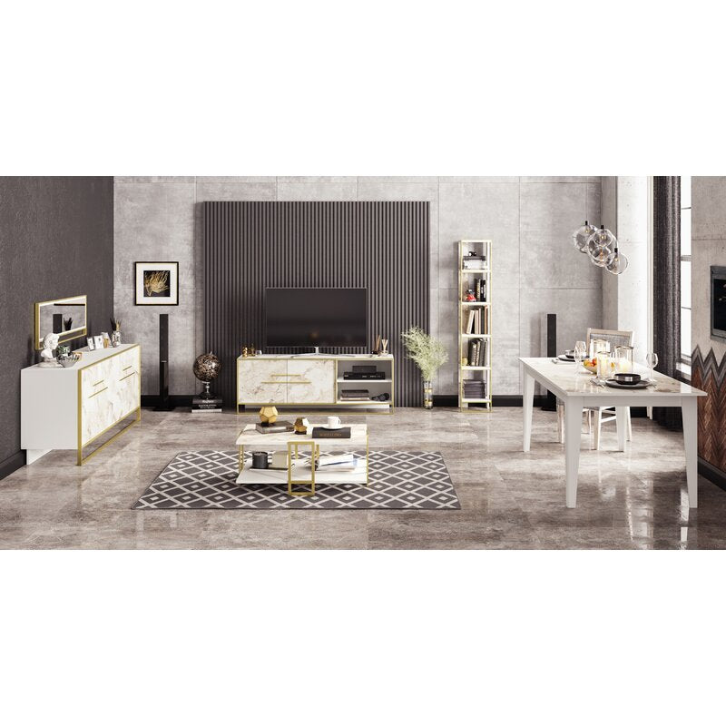 Caspian TV Stand for TVs up to 70" White Engineered Wood Frame