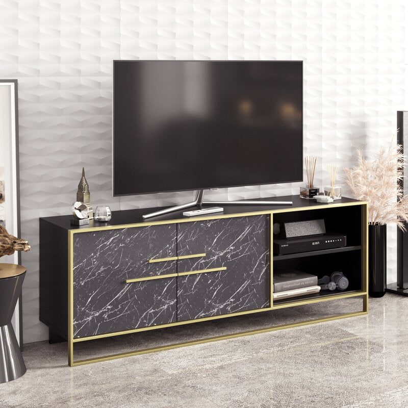 Black Caspian TV Stand for TVs up to 70" Engineered Wood Frame