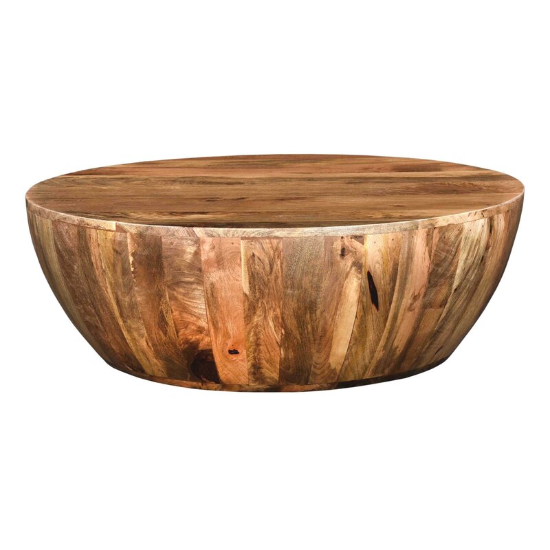 Cassius Solid Wood Drum Coffee Table Minimal Silhouette with a Rustic Design