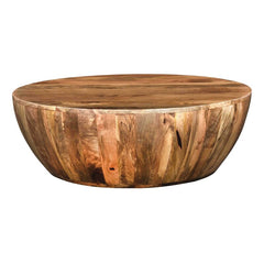 Cassius Solid Wood Drum Coffee Table Minimal Silhouette with a Rustic Design
