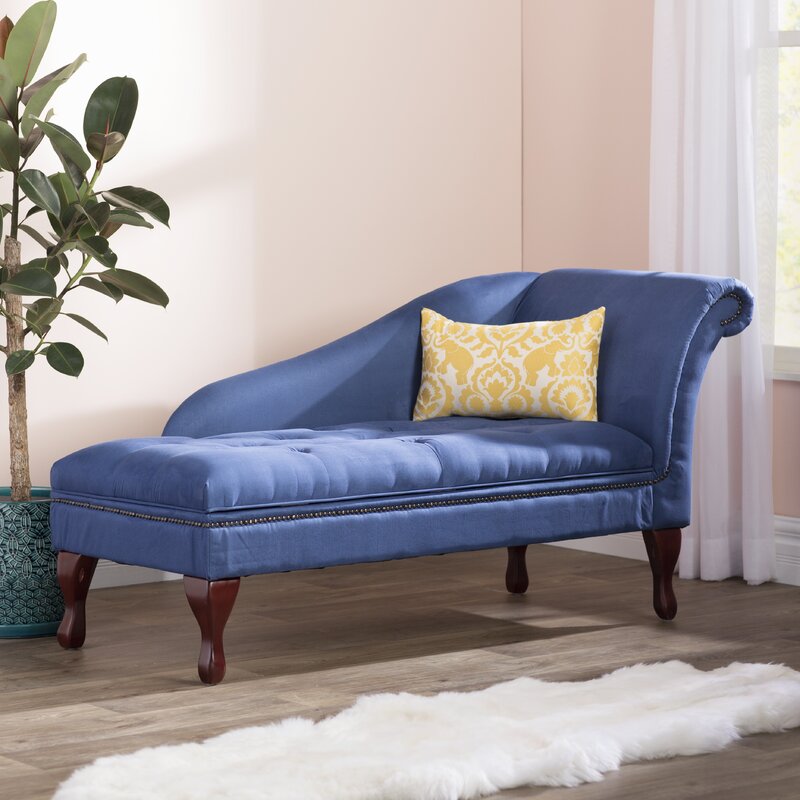 Tufted Right Arm Chaise Lounge with Storage Perfect For Bedroom Living Room