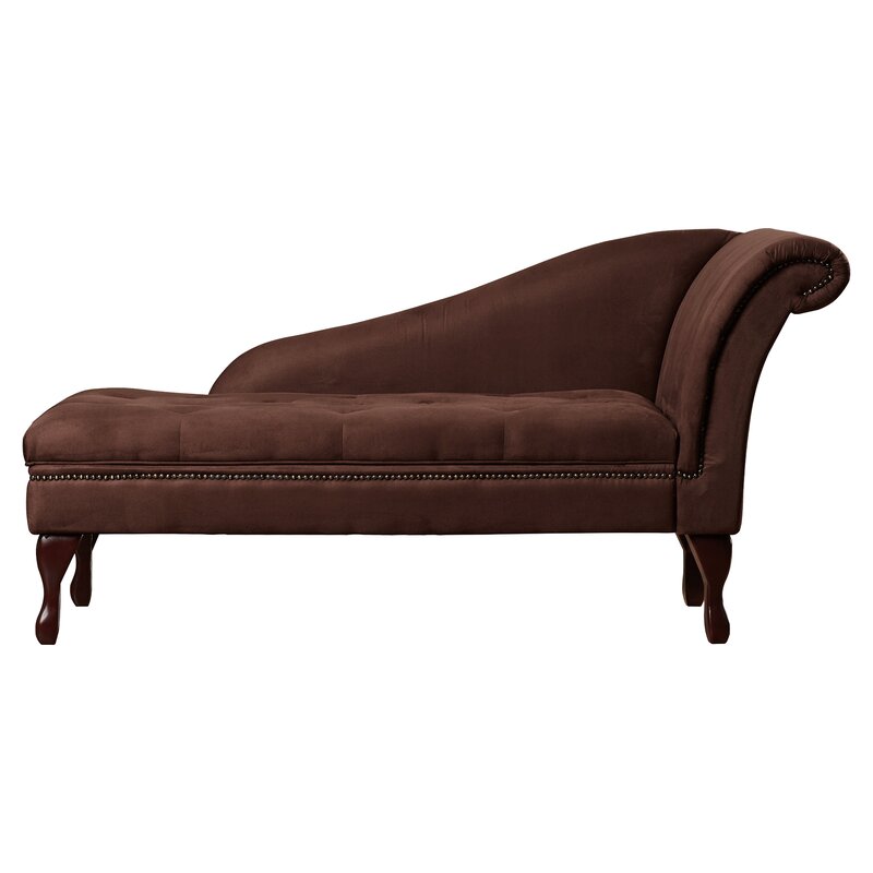 Tufted Right Arm Chaise Lounge with Storage Single Rolled Arm and A Sloping Back Along One Half