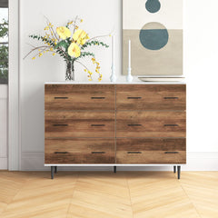 White Rustic Oak Catt 52'' Wide 6 Drawer Sideboard