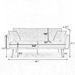 Cavuoto 63.5'' Velvet Square Arm Sofa Bed European Style with a Sleek Design