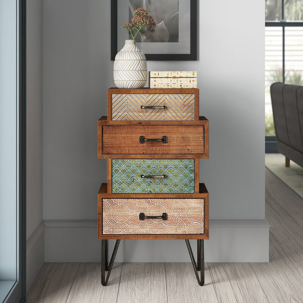 33.5'' Tall 4 - Drawer Accent Chest Used As A Side Table, Night Stand, or Additional sStorage for Office, Hallway
