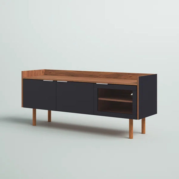 Walnut/Black Cayla TV Stand for TVs up to 60" Adjustable Shelves Provide Ample Storage