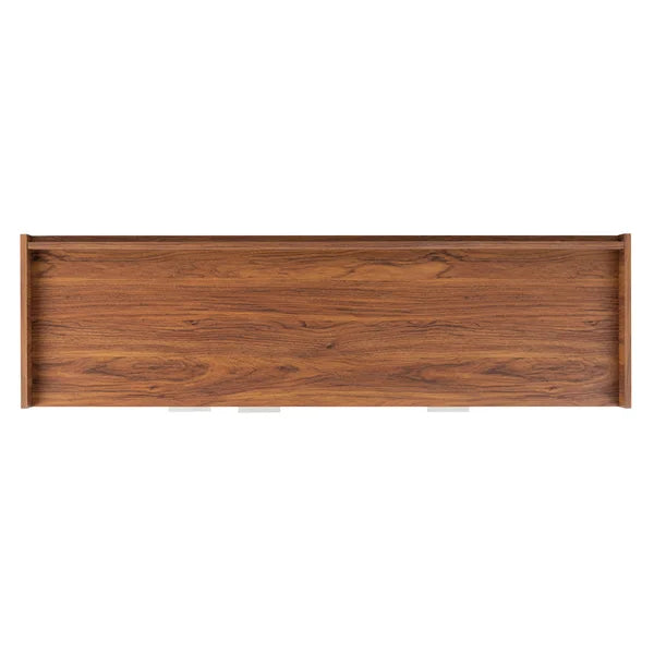Walnut/Black Cayla TV Stand for TVs up to 60" Adjustable Shelves Provide Ample Storage