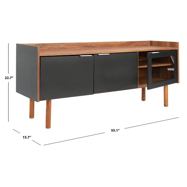 Walnut/Black Cayla TV Stand for TVs up to 60" Adjustable Shelves Provide Ample Storage