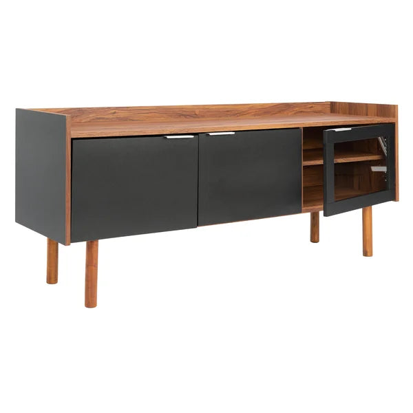 Walnut/Black Cayla TV Stand for TVs up to 60" Adjustable Shelves Provide Ample Storage