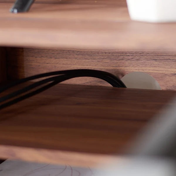 Walnut/Black Cayla TV Stand for TVs up to 60" Adjustable Shelves Provide Ample Storage