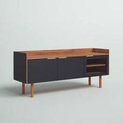 Walnut/Black Cayla TV Stand for TVs up to 60" Adjustable Shelves Provide Ample Storage