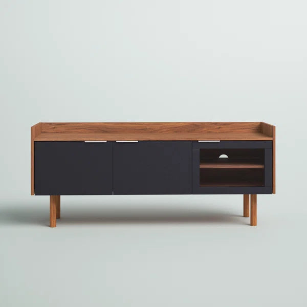 Walnut/Black Cayla TV Stand for TVs up to 60" Adjustable Shelves Provide Ample Storage