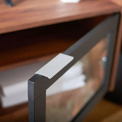 Walnut/Black Cayla TV Stand for TVs up to 60" Adjustable Shelves Provide Ample Storage