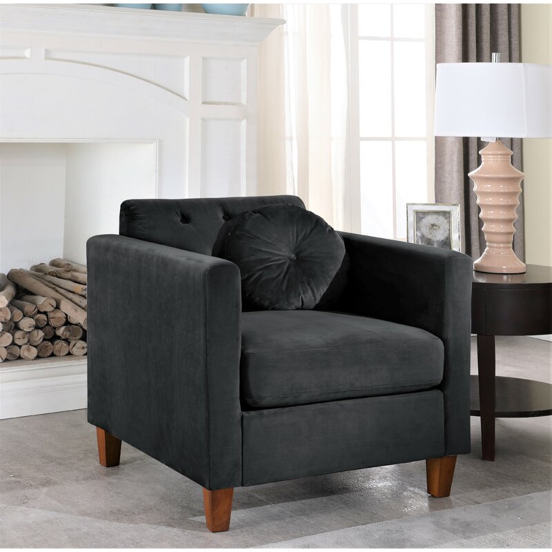 31.9'' Wide Tufted Velvet Armchair Traditional Tufting and Glam Velvet