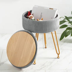 Light Gray Caylim 18'' Tall Vanity Stool Reveal an Engineered Wood Design