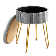 Light Gray Caylim 18'' Tall Vanity Stool Reveal an Engineered Wood Design