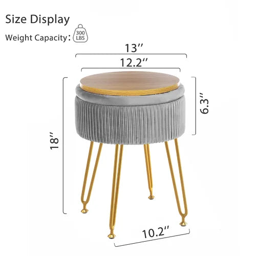 Light Gray Caylim 18'' Tall Vanity Stool Reveal an Engineered Wood Design