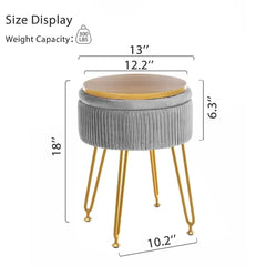 Light Gray Caylim 18'' Tall Vanity Stool Reveal an Engineered Wood Design