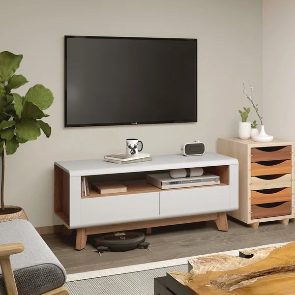 Caytlin Solid Wood TV Stand for TVs up to 50" 5 with Firm Legs with Anti-Slip Foot Pads