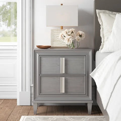 Cedor 29'' Tall 2 - Drawer Nightstand in Gray Contemporary Design