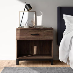 Cedric 28'' Tall 1 - Drawer Nightstand in Rustic/Black