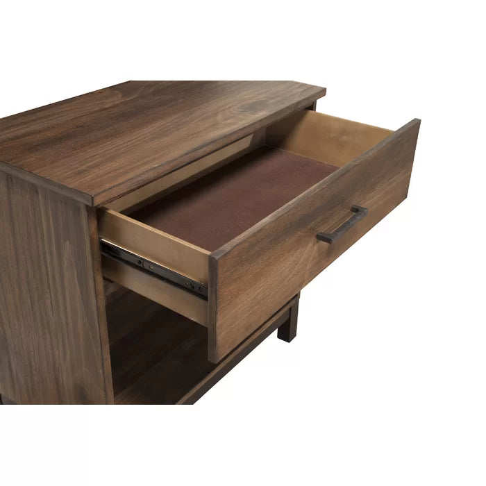 Cedric 28'' Tall 1 - Drawer Nightstand in Rustic/Black