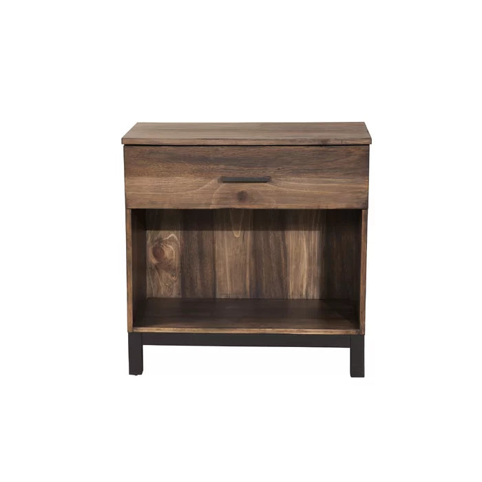Cedric 28'' Tall 1 - Drawer Nightstand in Rustic/Black