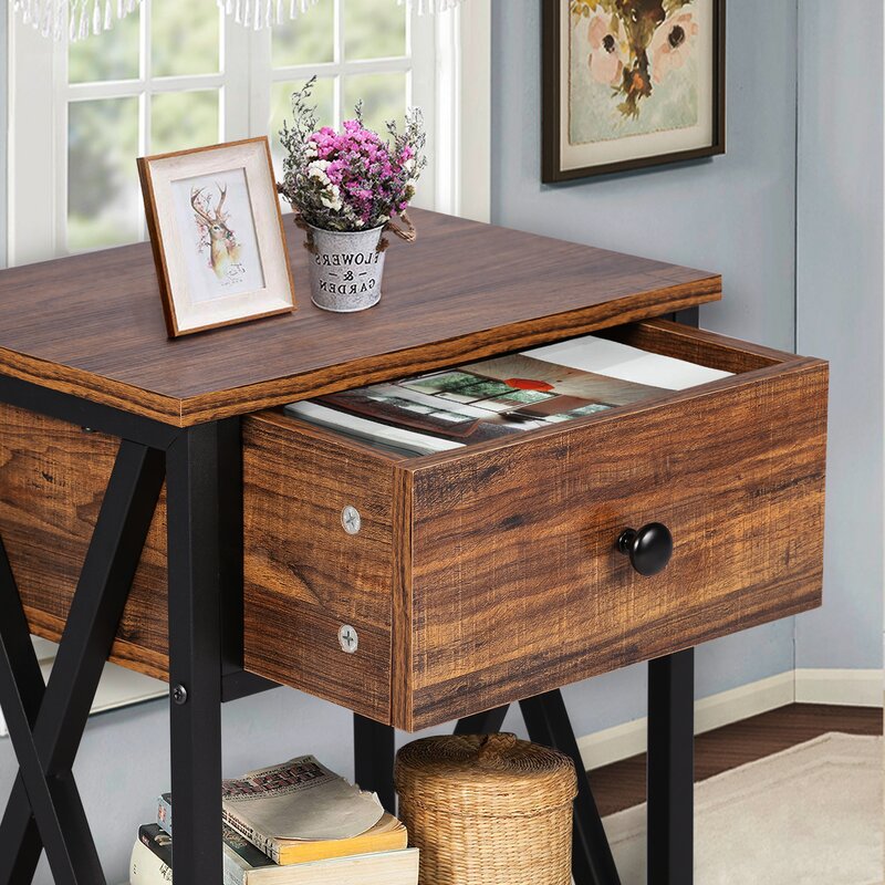 21.7'' Tall 1 - Drawer Nightstand (Set of 2) Addition to your Bedside Decor. Drawer and Open Shelf Provide Storage for Nighttime Essentials