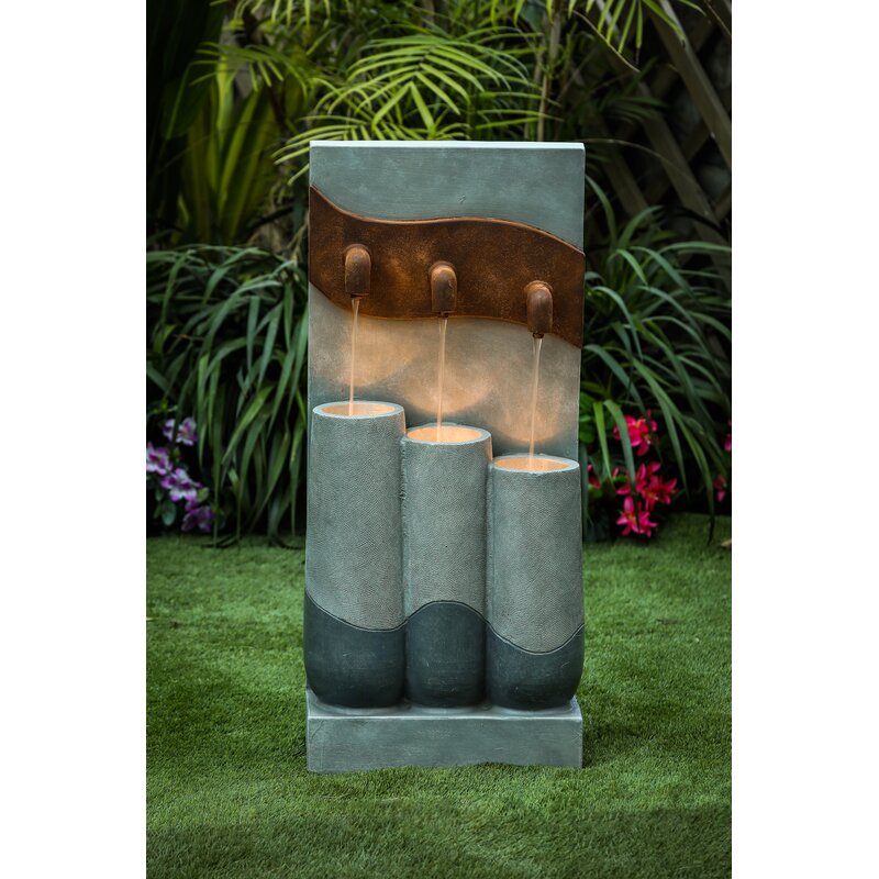 Cement Modern Pots Patio Fountain with Light Modern Style Fountain