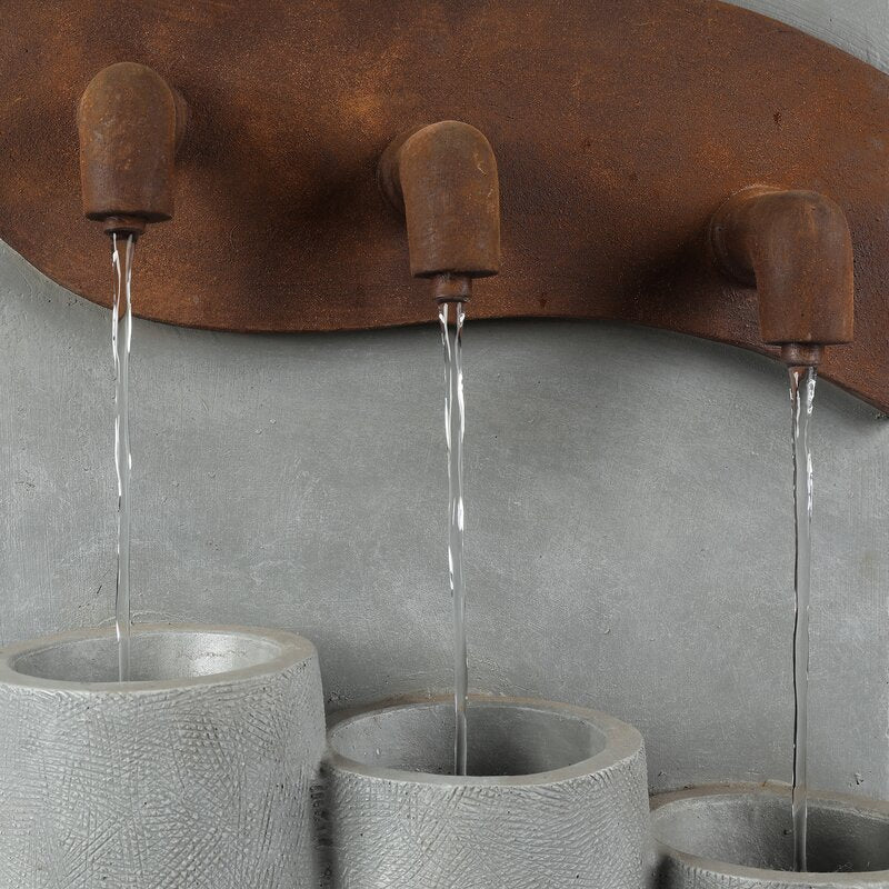 Cement Modern Pots Patio Fountain with Light Modern Style Fountain