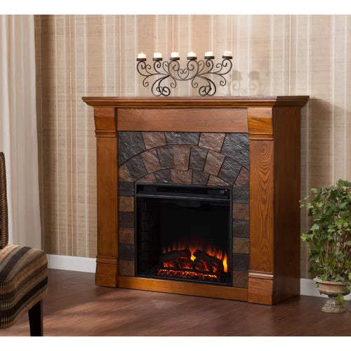 Antique Oak Ceonna 45.5'' W Electric Fireplace Give Your Living Room Space A Touch of Elegance