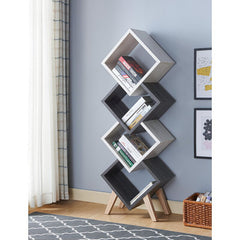62.25'' H x 21.75'' W Geometric Bookcase Adds A Focal Point to Any Office or Living Room