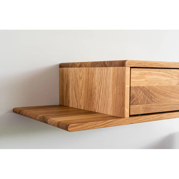 Solid Wood Oak Champa 5.91'' Tall 1 - Drawer Nightstand Modern Floating Cabinet Nightstand