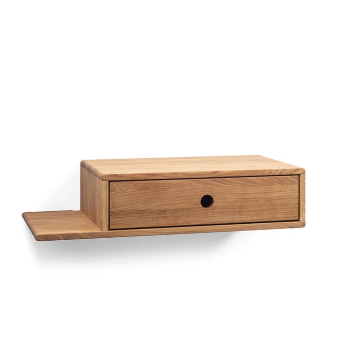 Solid Wood Oak Champa 5.91'' Tall 1 - Drawer Nightstand Modern Floating Cabinet Nightstand