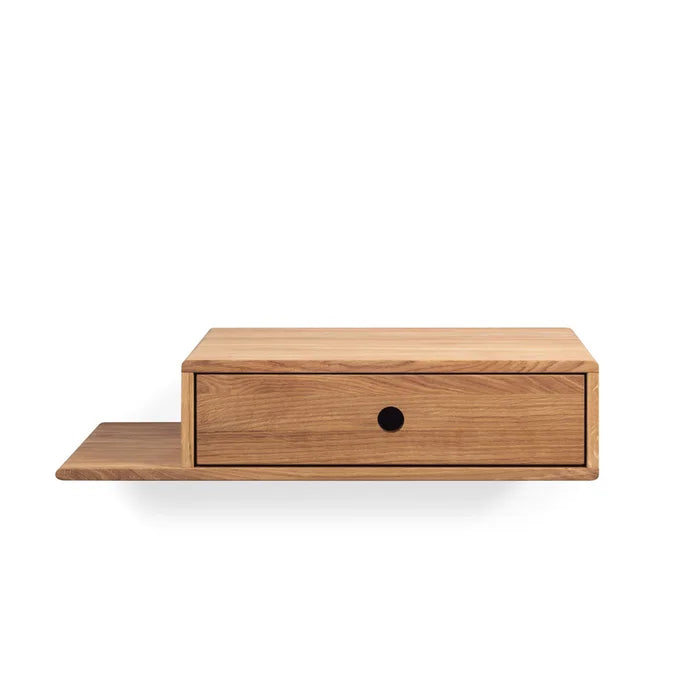 Solid Wood Oak Champa 5.91'' Tall 1 - Drawer Nightstand Modern Floating Cabinet Nightstand