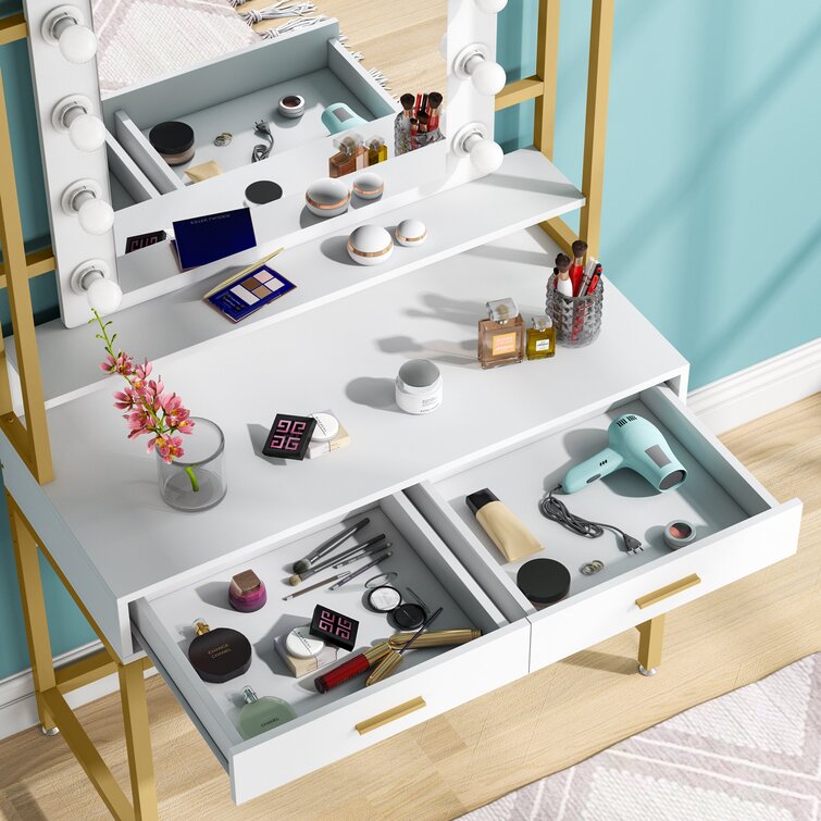 Gold Chandrika 35.43'' Wide Vanity with Mirror