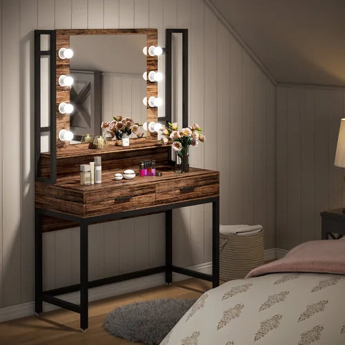 Brown Chandrika 35.43'' Wide Vanity with Mirror