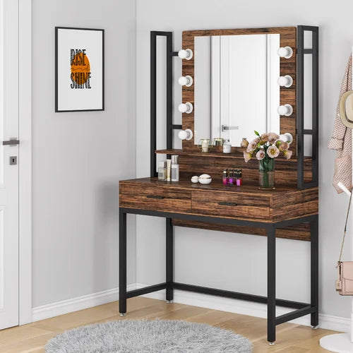 Brown Chandrika 35.43'' Wide Vanity with Mirror