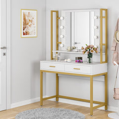Gold Chandrika 35.43'' Wide Vanity with Mirror