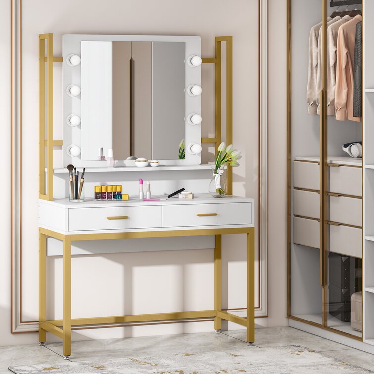 Gold Chandrika 35.43'' Wide Vanity with Mirror