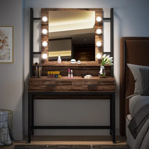 Brown Chandrika 35.43'' Wide Vanity with Mirror