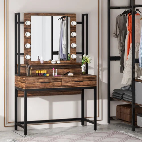 Brown Chandrika 35.43'' Wide Vanity with Mirror