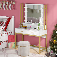 Gold Chandrika 35.43'' Wide Vanity with Mirror