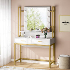 Gold Chandrika 35.43'' Wide Vanity with Mirror