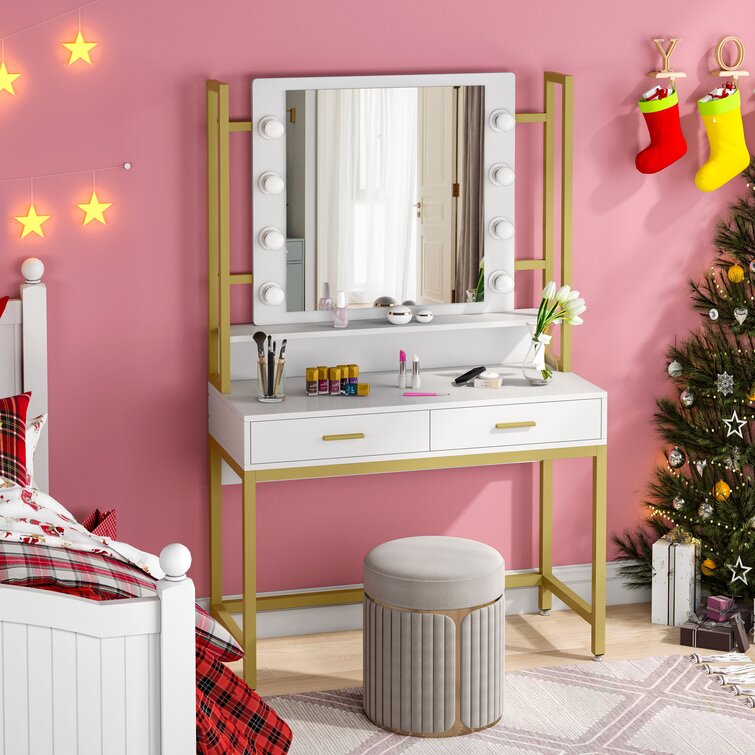 Gold Chandrika 35.43'' Wide Vanity with Mirror