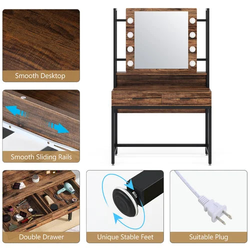 Brown Chandrika 35.43'' Wide Vanity with Mirror