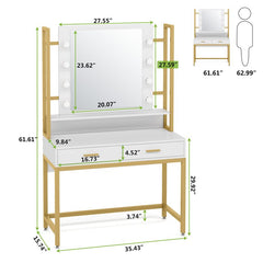 Gold Chandrika 35.43'' Wide Vanity with Mirror